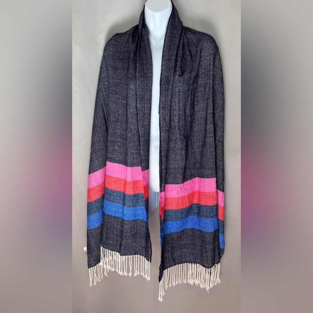 GAP Fringed Scarf - Blue Pink Red - NWOT! - Picture 2 of 9